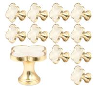 Suiwotin 12 Pack Cabinet Knobs, Clover Decorative Drawer Knobs, Brushed Gold Kitchen Cabinet Pulls, Vanity Drawer Handles for Closet, Cupboard, Pantry (White)
