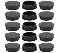 Suiwotin 15PCS 32mm(1 1/4") Black Hole Plugs Plastic Flush Type Hole Plugs Snap in Locking Hole Tube, Furniture Fencing Post Pipe Insert End Caps (Black)