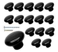 Suiwotin 16pcs Black Ceramic Cabinet Knobs - Round, Pantry, Closet & Cupboard Drawer Pulls (Large)