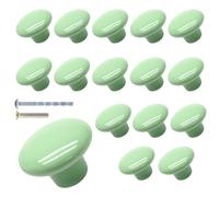 Suiwotin 16pcs Green Ceramic Cabinet Knobs - Round, Pantry, Decorative Drawer Pulls for Closet, Cupboard, Furniture Door Knobs (Large)
