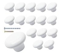 Suiwotin 16pcs White Ceramic Cabinet Knobs and Pulls - Round, Decorative Drawer Handles for Closet, Cupboard, Furniture Doors (Large)