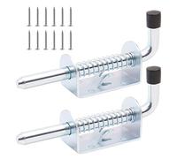 Suiwotin 2pcs 5 Inch Spring Loaded Gate Latch Pin, Heavy Duty Barrel Bolt Spring Latch, Steel Door Lock Latch for Cabinet, Shed, Trailer, Equipment (Chrome)