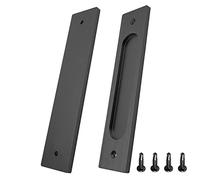 suiwotin 2pcs 7 Inch Flush Pull, Recessed Barn Door Handle, Rectangular Cabinet Handles, Sliding Closet Finger Pull for Pocket Door (Matte Black)