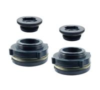 Suiwotin 2pcs NPT1 1/2 PVC Bulkhead Fitting with Plugs, 1 1/2 Inch Plastic Water Tank Connector Threaded Thru-Bulk Pipe Fittings for Rain Barrels, Aquariums, Bucket Hose Adapter, Ponds, Pools
