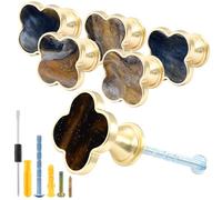 Suiwotin 6 Pack Cabinet Knobs - Clover Decorative Drawer Knobs, Brushed Gold Kitchen Cabinet Pulls, Vanity Drawer Handles for Closet, Cupboard, Pantry (Assorted Color)