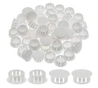 Suiwotin 60PCS 19mm (3/4") White Hole Plugs Plastic Flush Type Hole Plugs Snap in Locking Hole Tube, Furniture Fencing Post Pipe Insert End Caps (White)