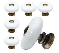 suiwotin 6pcs White Ceramic Cabinet Knobs, Large Round Drawer Knobs