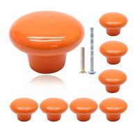 Suiwotin 8pcs Orange Ceramic Knobs - Round Cabinet Knobs, Pantry Pulls, Decorative Drawer Handles for Closet, Cupboard, Furniture Doors (Large)