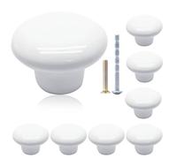 suiwotin 8pcs White Ceramic Knobs, Round Ceramic Cabinet Knobs, Pantry Cabinet Knobs Pulls, Decorative Ceramic Drawer Knobs Pull Handles for Closet, Cupboard, Furniture Door Knobs （Large）