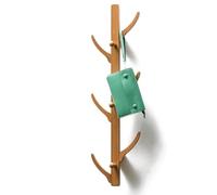Suixtil Bamboo wall Coat Rack in Branch Design - 3-Sided Hook Made of Natural Wood, Organizer for Coats, Hats & Bags, Robust Hanger for Hallway & Bathroom(6 Hooks)