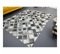 Suixtil Cow Skin Rug Large, Checkered, Hypoallergenic Handmade Cowhide Rectangular Office Natural Hide Eco-conscious(1400MMx2000MM)