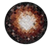 Suixtil Patchwork Cowhide 100% Leather Round Cowhide Rugs Non-slip Underside Anti-stress Office Design Carpet Minimalist Fur Rug Large Handmade Cowhide Rug For Living Room(Diameter240cm)