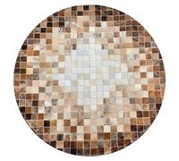 Suixtil Patchwork Cowhide Genuine Leather Round Cowhide Rugs Handcrafted Foot Warmer Bedroom Decor Minimalist Fur Rug Large Handmade Cowhide Rug For Living Room(Diameter200cm)