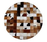 Suixtil Patchwork Cowhide Natural Fur Flooring Round Rugs Colourfast Easy To Clean Living Room Carpet Vintage Cowhide Patchwork Large Handmade Cowhide Rug For Living Room(Diameter-120cm)