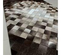 Suixtil Real Cowhide Rug Checkered, Warm Stitched Reading Nook Full Grain Leather Ethically Sourced(1400MMx2000MM)