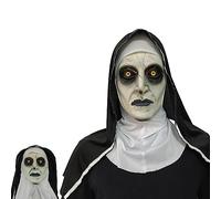 SUJAHHUJIQ Halloween Nun Horror Mask, White, One Size Fits Most Adults & Teens, Latex Material, Perfect for Halloween, Masquerade, Cosplay & Parties