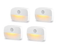 SUJAHHUJIQ LED Motion Sensor Night Light, 4 Pack Stick-on Sensor Lights, Battery Powered Auto/ON/Off Stair Sensor Lights Indoors for Toilet, Hallway, Closet, Kitchen, Children's Room
