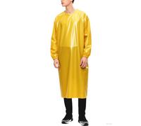 SUJAN Low temperature resistant long-sleeved apron food aquatic TPU waterproof oil-proof long sleeves slaughter house Gown, Light Yellow, L Length: 51.96in (132cm)