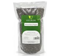 SUJASH Whole Black Peppercorns 1Kg Bulk Fresh Seasoning Pantry Pack at Home | Pepper grinder refill delivers robust freshly ground flavour for soups meats marinades vegetables sauces and meals every day.