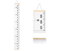 SUJAYU Growth Chart for Kids Boys Girls Baby Canvas Height Chart Removable Wood Hanging Wall Ruler Room Decal (White)
