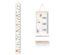 SUJAYU Growth Chart for Kids, Canvas Height Chart Ruler Removable Wood Hanging Wall Ruler Measurement Chart for Home Decoration (Aircraft)