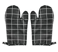 SUJAYU Oven Mitts, 2 Pack 10.6" X 6.7" Cotton Oven Mitt Pot Holders, Non-Slip 392°F Heat Resistant Oven Mits Kitchen Gloves Potholders for Cooking Baking Grilling (Black)