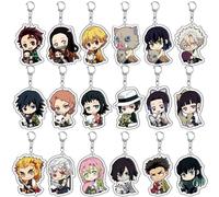 SUJEBRAN 18 Pack Ghost Slayers Keychain Anime Figures Collection Ghost Slayers Acrylic Keyring Bag Charms Car Key Accessories