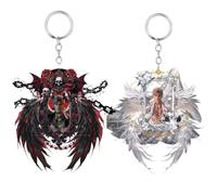 SUJEBRAN 2 Love Deepspace Sylus Keychain Anime Figures Angel and Demon Theme Collection Acrylic Key Ring Set Qingche Sylus Bag Charms