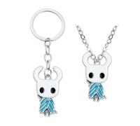 SUJEBRAN 2 Pack Hollow Knights Cosplay Necklace Keychain Hollow Knights Key Chain Accessories Jewellery Set (E)