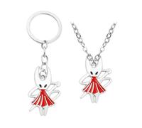 SUJEBRAN 2 Pack Hollow Knights Cosplay Necklace Keychain Hollow Knights Key Chain Accessories Jewellery Set (A)