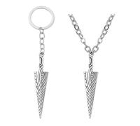 SUJEBRAN 2 Pack Hollow Knights Cosplay Necklace Keychain Hollow Knights Key Chain Accessories Jewellery Set (C)