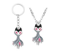 SUJEBRAN 2 Pack Hollow Knights Cosplay Necklace Keychain Hollow Knights Key Chain Accessories Jewellery Set (B)