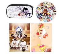 SUJEBRAN 3 Cookies Run Kingdoms Pencil Case Book Stickers, Game Cookies Run Kingdoms Pen Pouch Art Book 50-Decals Merch, Full Color Stationery Set (Multicolor03)