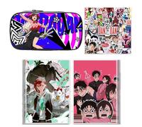SUJEBRAN 3 Dan Da Dang Pencil Case Book Stickers, Anime Dandadang Pen Pouch Art Book 50-Decals Merch, Full Color Stationery Set (Multicolor02)