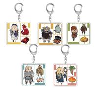 SUJEBRAN 5 Pack Delicious Dungeon Meshi Figure Keychain Anime Figures Cosplay Collection Acrylic Keyring Fashion Bag Accessories