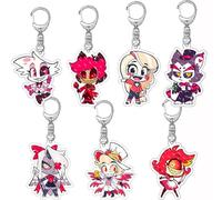 SUJEBRAN 7 Pack Hazbins Alastor Hotels Keychain Anime Figures Collection Hazbins AngelDust Hotels Cute Acrylic Keyring Bag Charms