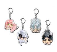 SUJEBRAN Alien Stages Key Chain 4 Pack Alien Stages Cool Figures Collection Alien Stages Acrylic Key Ring Set for Fans Fashion Bag Charms