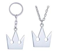 SUJEBRAN Kingdoms Hearts Sora Cosplay Necklace Keychain 2 Pack Kingdoms Hearts Key Chain Accessories Jewellery (Silver-2S)