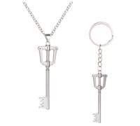 SUJEBRAN Kingdoms Hearts Sora Cosplay Necklace Keychain 2 Pack Kingdoms Hearts Key Chain Accessories Jewellery (Silver-1)