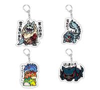 SUJEBRAN Monster Rise Keychain Monster Action Figure Accessories 4 Hunter-Rise Bag Acrylic Keyring Pendant