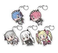 SUJEBRAN ReZeros Figure Key Chain Anime Collection ReZeros Cute Acrylic Keyring Car Key Bag Pendant Charms Set