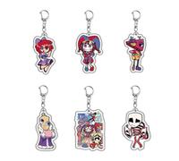 SUJEBRAN The Amazing Circus Figures Keychain Cartoon Figure Cosplay Collection Cute Acrylic Keyring Bag Decorations 6 Set