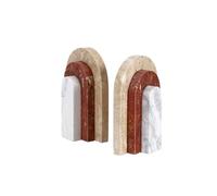 Sujetalibros Natural Stone Heavy Book Ends Decorative Marble Bookends Modern Minimalist Book Shelf Holder for Shelves Bookshelf Apartment Decor Library
