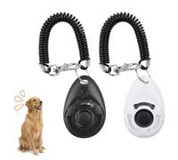 SUJIBHI 2 PCS Dog Clicker Pet Training Clicker with Wrist Strap Effective Behavioral Training Tool with Big Button for Dog Cat Horse Puppy Recall (Black + White)