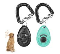 SUJIBHI 2 PCS Dog Clicker Pet Training Clicker with Wrist Strap Effective Behavioral Training Tool with Big Button for Dog Cat Horse Puppy Recall (Black + Green)