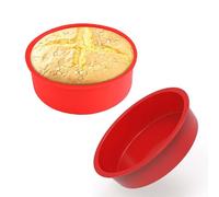 SUJIBHI 2 Pcs Silicone Cake Tins Round Non-Stick Bakin Moulds Nonstick Silicone Baking Trays for Muffins Puddings Bread Dishwasher & Freezer Safe (8 Inch)