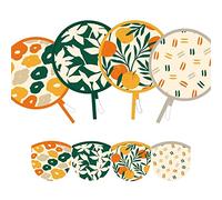 SUJJY 4 PCS 4 Abstract Styles Handheld Compact Cooling Fans Foldable Multi-Role Round Fans for Outdoor Games, Party Decoration（Summer）