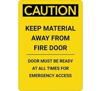 SUJN ART Caution Keep Material Away From Fire Door Sign 12X8 Inch Aluminum Uv Ink Printed For House And Business