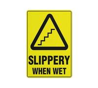 SUJN ART Caution Stairs Slippery When Wet Sign 12x16 Inches Tin Sign Great For Garden And Yard Wall Decor