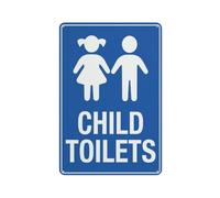 SUJN ART Child Toilets Sign For House Door Office Business Yard,Metal Aluminum Rust Free Sign - 12" X 8", Pre-Drilled Holes, Weather Resistant